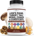 León Mane Mushroom Suplemento con Turquía Tail Reishi Cordyceps Chaga con Marshmallow Root - 1-Pack