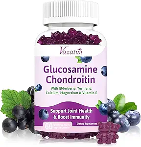 Glucosamine Chondroitin Gummies - Glucosamine Gummies with MSM, Turmeric & Boswellia, Support Cartilage, Joint Structure & Tissue, Joint Support Supplement for Men and Women - 60 Cts