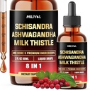 8in1 Schisandra Berry Drops with Milk Thistle, Ashwagandha, Rhodiola Rosea, Holy Basil, Artichoke, Dandelion Root & Turmeric Curcumin - 2 Fl Oz para 2 Month Supply