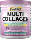 Multi Collagen Peptides Powder Tipo I II III V X, Proteína de Collagen Hidrolyzed para Mujeres y Hombres, Esquí, Pelo, uñas, Desarrollado, No GMO, Keto & GF, Azúcar Cero, 45 Servimientos, 16oz