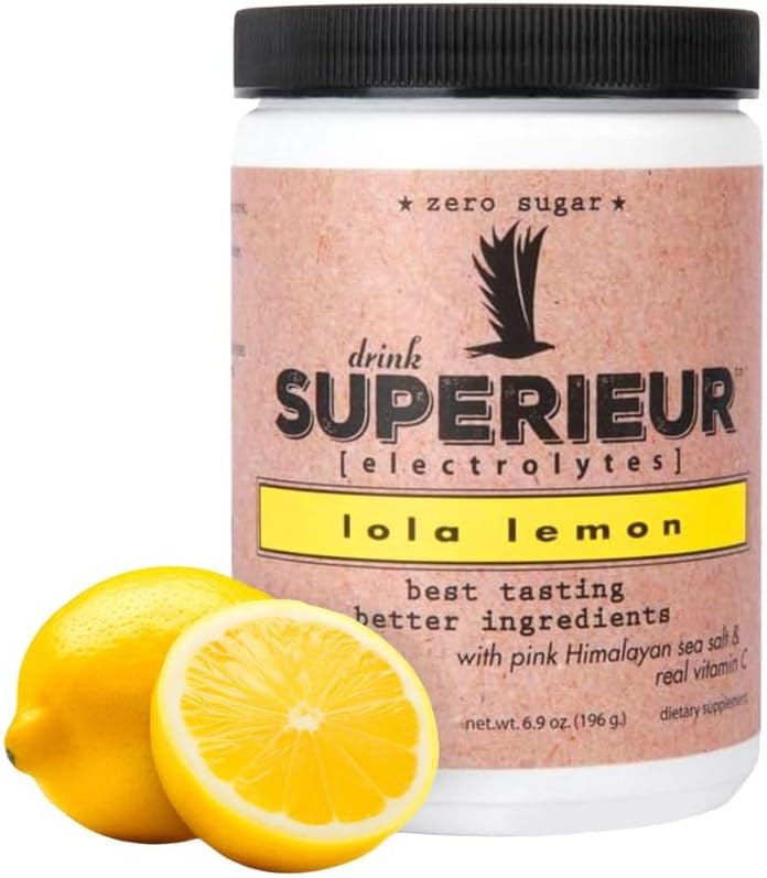 Superieur Electrolytes – Plant Based Electrolyte Supplement w/Sea Minerals for Hydration & Recovery – Keto Friendly, Non-GMO, Zero Sugar, Vegan Healthy Sports Drink Powder – Lola Lemon (70 Servings)