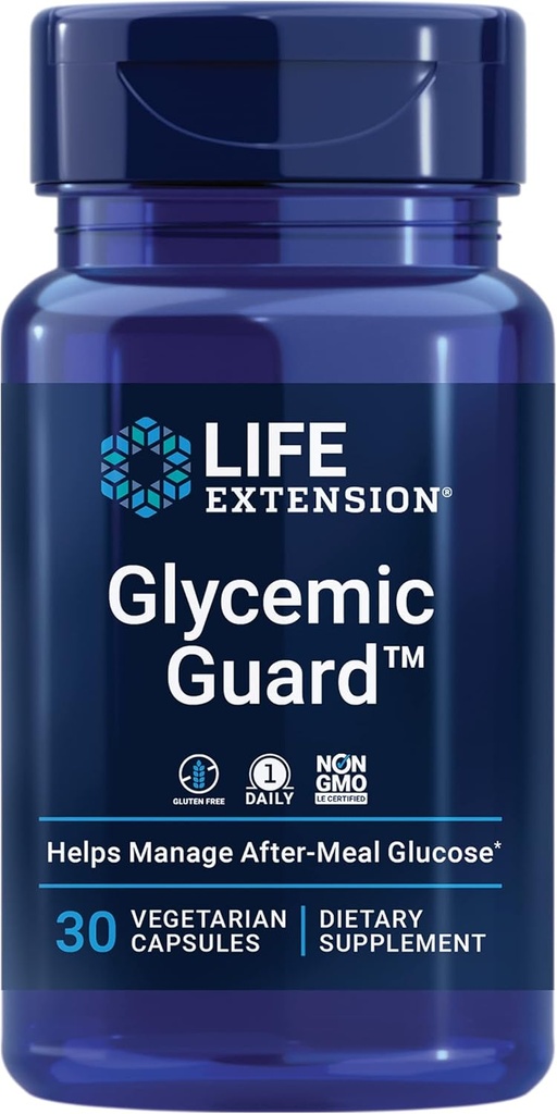 Extensión de la vida Glycemic GuardTM, Clove Extract, Maqui Berry (Aristotelia chilensis), Ayuda a mantener ya sano equilibrio glucémico, vegetariano, libre de gluten, 1 día, no GMO, 30 cápsulas