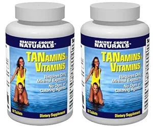 Tanamins Tanning Vitamin-Get a Darker Tan Naturalmente (2 botellas/120 Cuenta)