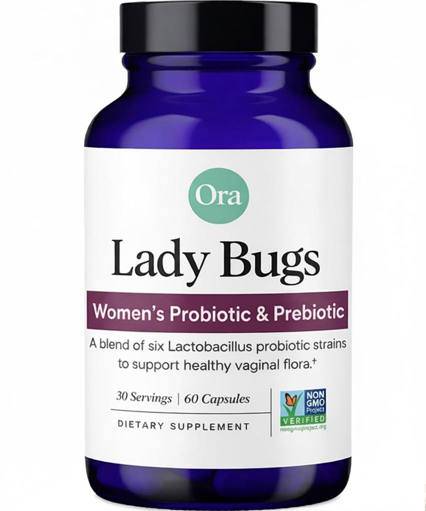 Ora Prebióticos Orgánicos y Probióticos para Mujeres - Lactobacillus para Salud Vaginal y Orina, Contiene 16 Billones CFU, 6 Strains - 1 Mes Fuente, 60 cápsulas Probióticas Veganas