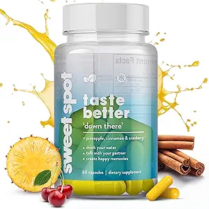 Pineapple Probiotics for Men – 500mg Sweet Spot Fórmula con Pineapple Extract, Cranberry & Cinnamon, soporta pH Balance " Freshens Taste, 60 cápsulas, Made in The USA