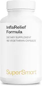 Supersmart - InflaRelief Formula - with Tumeric Curcumin, Bioperine, Quercetin & Bromelain | Non-GMO & Gluten Free - 180 Vegetarian Capsules