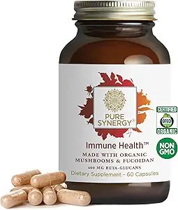 PURE SYNERGY Immune Health | Immune Support Mushroom Supplement | Astragalus and Beta-Glucan Extracts with Organic Functional Mushroom Extracts | for Year-Round Support (60 Capsules)