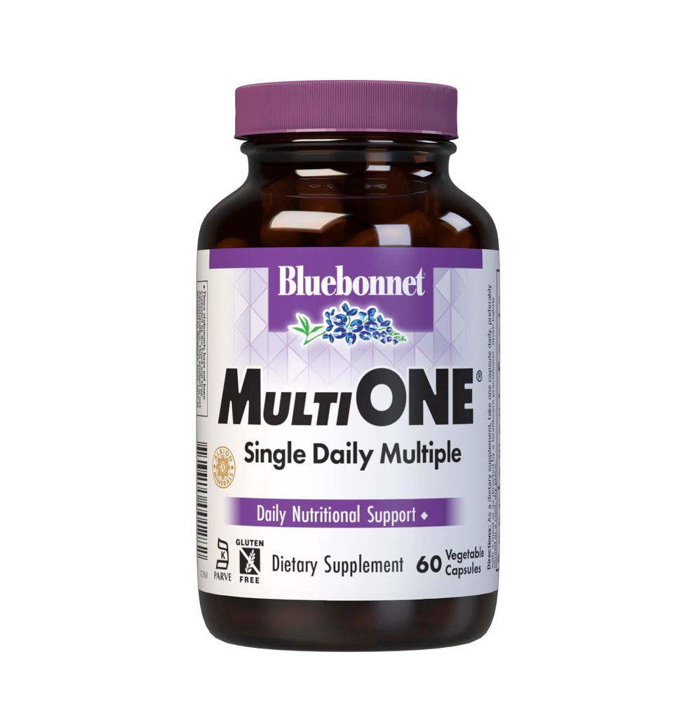 Bluebonnet Nutrition Mult One (con Iron), Daily Nutritional Support*, Vegetarian Friendly, Kosher Certified, Gluten-Free, Dairy-Free, 60 cápsulas vegetales, 60 prestaciones
