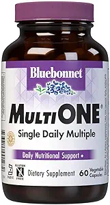 Bluebonnet Nutrition Mult One (con Iron), Daily Nutritional Support*, Vegetarian Friendly, Kosher Certified, Gluten-Free, Dairy-Free, 60 cápsulas vegetales, 60 prestaciones