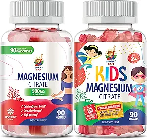 SUNNY SAM Magnesium Gummies for Kids &amp; Magnesium Gummies for Adults - 500mg - Calm Magnesium Chews - Magnesium Citrate Chewable Supplement for Mood &amp; Muscle Support