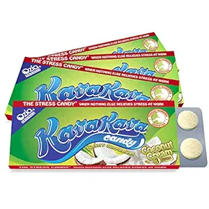 Kava Kava Candy - 8 Kava Candies Por Pack, Kava Extract Stress Relief Supplement, Natural Kava Root Chill Happy Pill, Alienta el Mood Positivo - Coconut Cream Flavor, 4 Packs