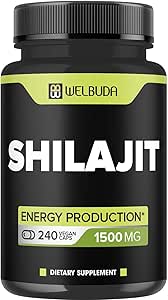 1500mg Shilajit Capsules Extracto 5:1 - Sistema de inmuno, producción de energía, salud cerebral " Asistencia general de bienestar - 240 cápsulas