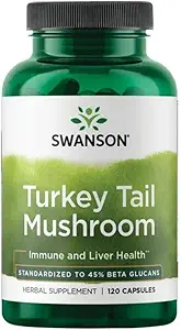 Swanson Turquía Tail Mushroom - Herbal Supplement Promoting Immune System & Cellular Health - Natural Formula Promoting Liver Function & Defense - (120 Capsules, 500 mg)