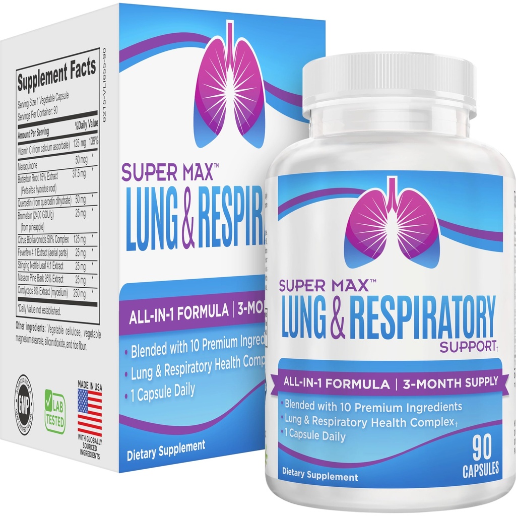3-Mes Lung &amp; Respiratory Support (All-in-1) Suplemento Complex Seasonal Formula TEN 10 Active Ingredients ← Natural Daily Lung Nutrients