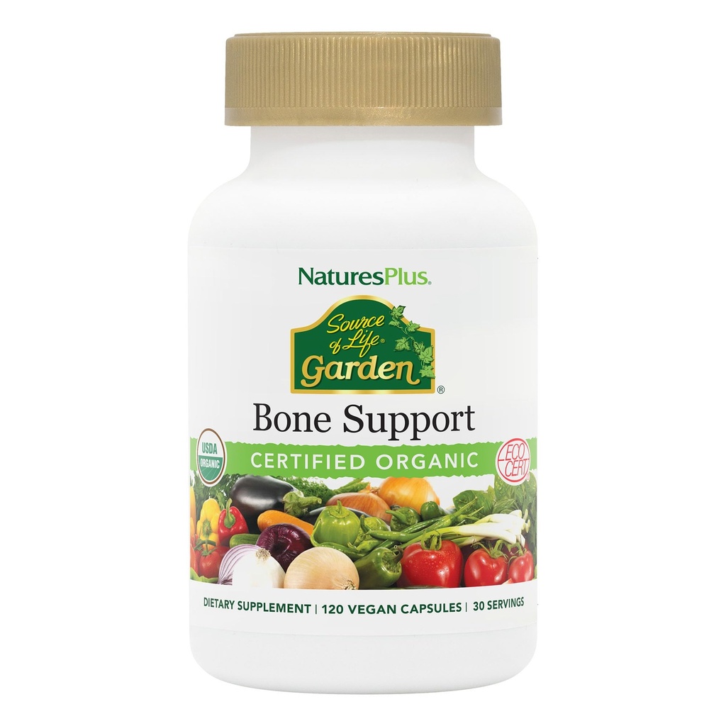 NaturesPlus Fuente de Vida Jardín Suplemento de Hueso Orgánico con AlgaeCal - 1000 mg - Calcio, Magnesio - 120 cápsulas veganos (30 piezas)