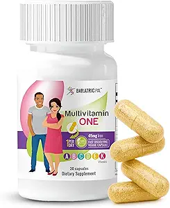 BariatricPal Multivitamina ONE 1 por día! Cápsula multivitamina Bariatrica con 45 mg de hierro tóxico Fácil de Tragar Cápsula ANTE Vitamina para Cirugía Bariatrica Pacientes TENIDO 30 Cuenta (1 Mes de Suministro)