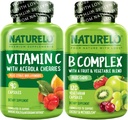 NATURELO Vitamina C Capsules, 90 Conde Vitamina B Complejo 120 Conde