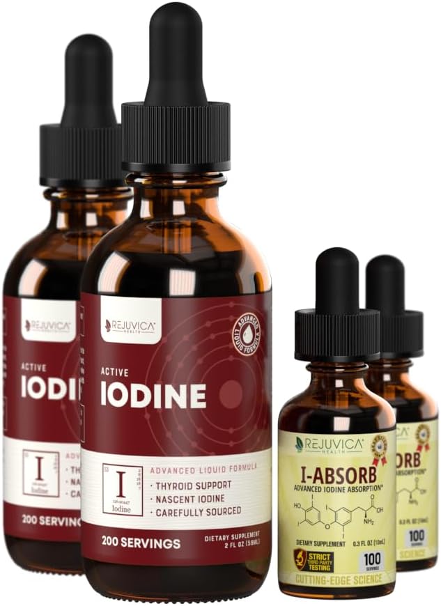 Active Iodine + iAbsorb - Nascent Iodine Drops - Liquid Delivery for Better Absorption - Cofactores for Better Delivery - Supports Healthy Energy, Vitality & Iodine Levels