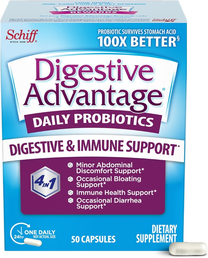 Beneficios Digestivos Probióticos para la Salud Digestiva, Probióticos Diarios para Mujeres Hombres, Apoyo Gut Health, Bloating ocasional & Diarrea, Menor Descomfort Abdominal, &amp; Apoyo Inmunitario, 50ct Capsules