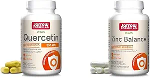Fórmulas Jarrow Quercetina 500 mg-Bioflavonoide-Quercetina Suplemento dietético-200 Actuaciones -Apoyo Función Celular saludable & Zinc Balance 15 mg-100 Actuaciones -Incluye Cobre-Esencial Mineral
