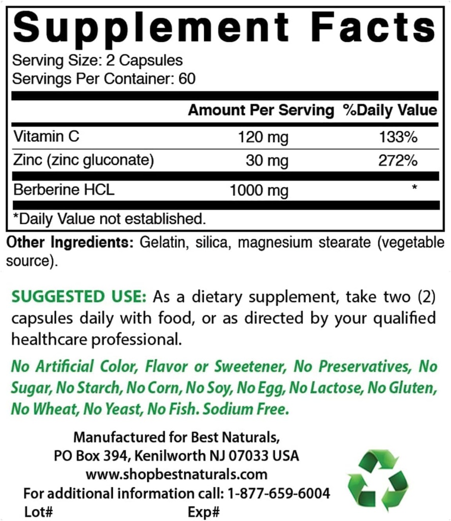 Best Naturals Berberine Plus 1000mg " Chromium Picolinate 1000mcg