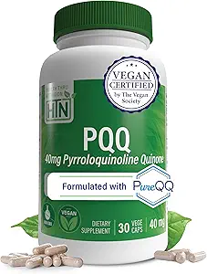 Salud Thru Nutrition PQ 40mg 30 Sirve Pyrroloquinoline Quinone como PureQQQ ← Promueve la Biogenesis Mitocondrial ANTE Certified Vegan ← No Gluten Soy Capsules Libres de Soja Vida Clean Label PQ Suplemento