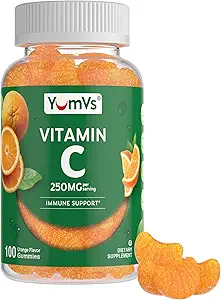 Vitamina C Gummies para Adultos - 250 mg Yummy Vitamin C Gummy - VIT C Gummies - Suplemento de Apoyo Inmunitario -Orange Flavored Kosher, Halal, Gluten Free (100 Conde)
