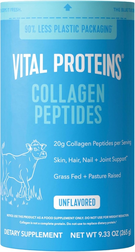 Proteínas vitales Péptidos de colágeno Polvo - Apoya el cabello, la uñas, la piel, el hueso " salud conjunta, saboreado, Collagen Protein 9.33 OZ