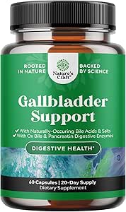 Saltas de bilis de Ox para soporte de vesícula biliar - Suplemento de sal de bilis purificada con enzimas digestivas de pancreatina Ox " Betaine HCL - Suplementos para no Gallbladder " Salud digestiva 20 días