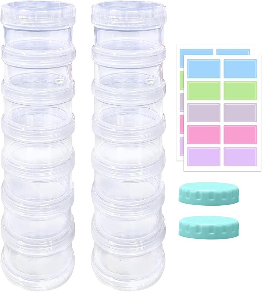 2 Pack 7 Day Pill Organizer Case Stackable Weekly Supplements Vitamins Pills Holder Dispenser Large Translucent Clear with Extra Lid