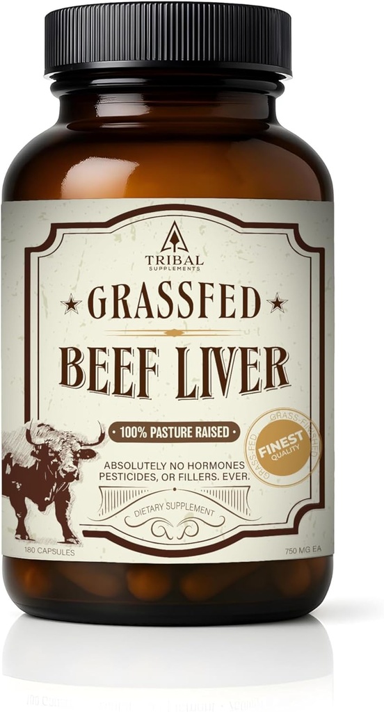 Grass Fed Beef Liver Capsules, 45-Day Supply, Key Nutrients for Enhanced Energy, Mental Clarity & Mood, 100% Pasture-Raised &amp; Hormone-Free, 180 Freeze Dried Liver Pills (3000 mg)