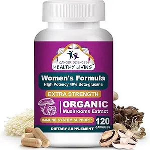 Cáncer Ciencias Ecológicas Multivitamina para Mujeres - Mushroom Suplemento Extracto - Hormonal &amp; Immune Support Vitaminas - 1.500mg Complejo de Mushroom de Bienestar No GMO con 40% Beta-Glucans,120 cápsulas