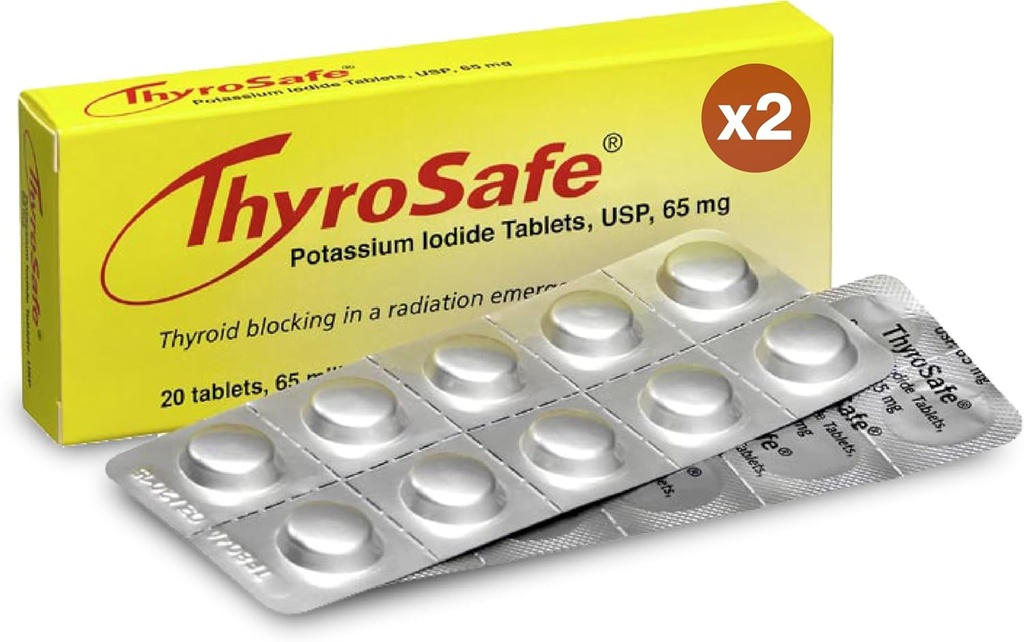 65mg Potasio Iodide Tablets (40 Pack) - Protege su tiroides de la exposición a las radiaciones nucleares