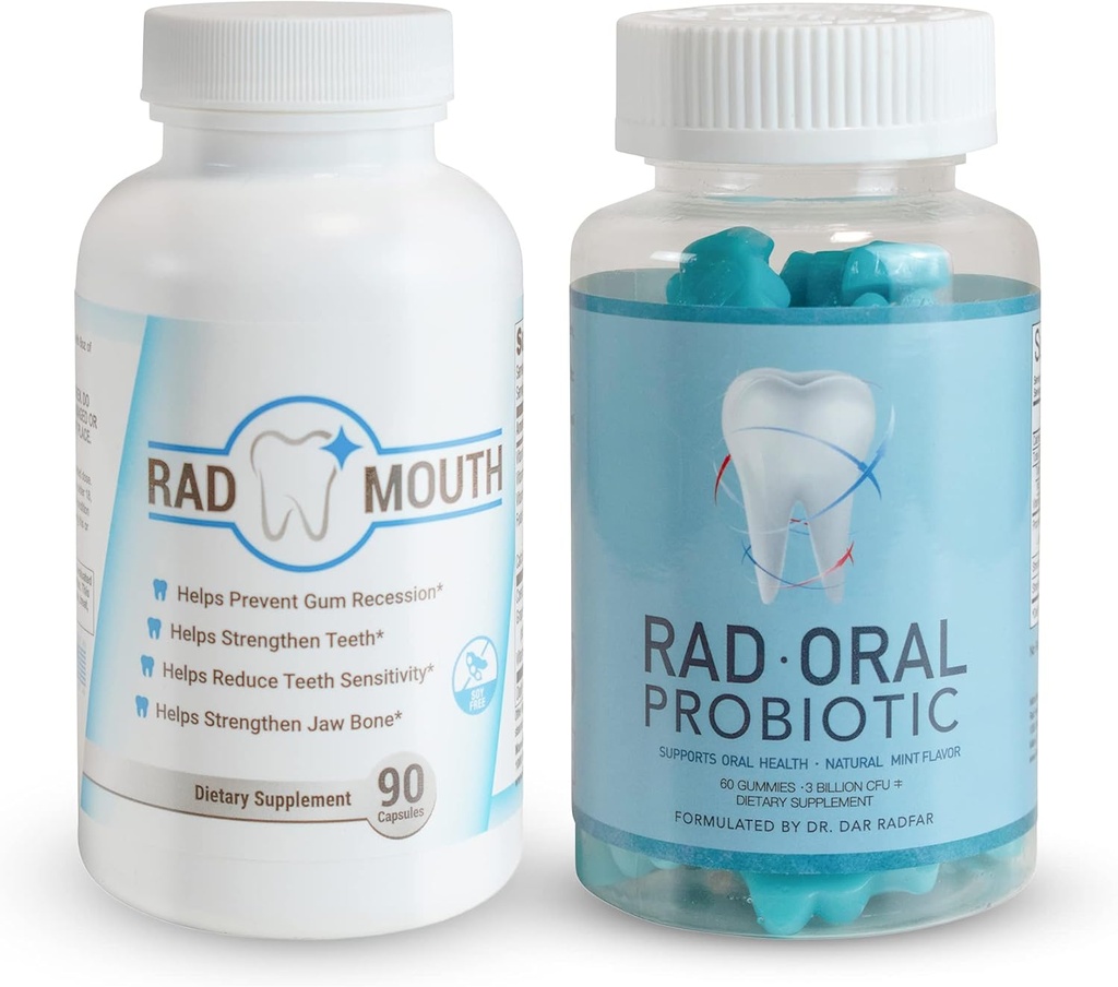 Probióticos orales para dientes y gomas con racio para sensibilidad dental - Dentista Probiótico dental Formulado con Lactobacillus Reuteri y Multivitamínico para fortalecer gomas, dientes y hueso de mandíbula