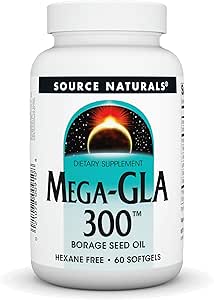 Fuente Natural Mega-GLA 300 - Borage Seed Oil Eso es Hexane-Free - 30 Softgels