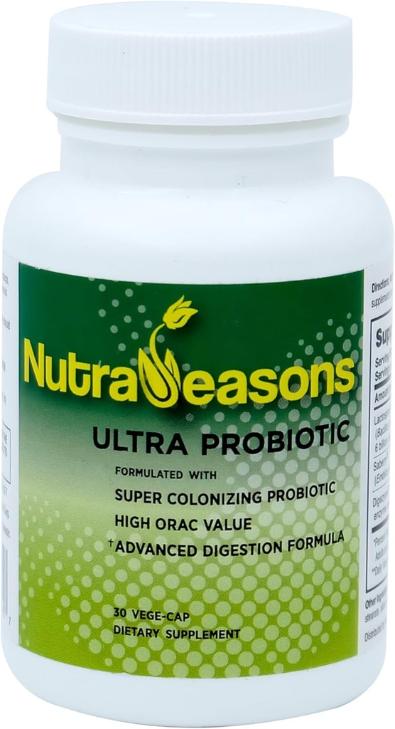 Ultra Probiotic Complex with Bacillus coagulans, Digestive Multi enzymes, Prebiotic Berries| Organic, Non GMO | 30 Veg Caps