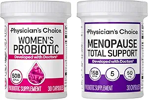 Fesiciano CHOICE Total Mujeres Menopause Support Bundle - Mujeres Probiótico + Menopausia Probiótico 30ct