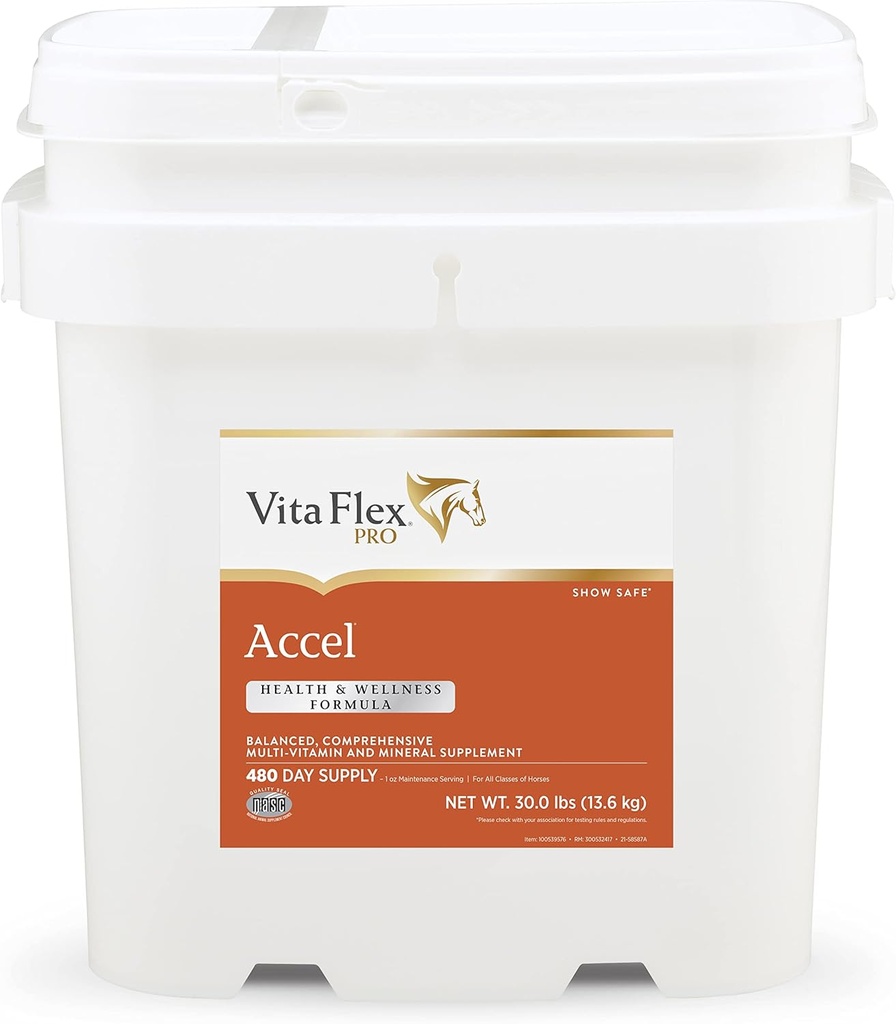 Vita Flex Pro Accel Health &amp; Wellness Fórmula, Suplemento de caballo, 30 libras, 480-Day Supply