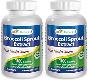 Mejores Naturales Broccoli Sprout Extract 1000mg por Serving - 120 Capsules (Pack of 2)