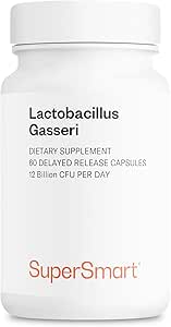 Supersmart - Lactobacillus Gasseri 12 Billones CFU por día - Suplemento Probiótico Silencio No Gluten Libre - 60 cápsulas DR (Delayed Release)