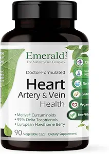 Emerald Labs Heart, Artery & Vein Health - Heart Health Support with Hawthorn Berry, Meriva Turmeric, Vitamin K2 as Vital Delta MK-7 & More - Gluten-Free - 90 Vegetable Capsules (30-Day Supply)