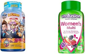 L'il Critters Paw Patrol & Gummy Vites Kids Multivitamin Gummies, 190 conde Cherry, fresa, naranja, piña y sabores de arándanos