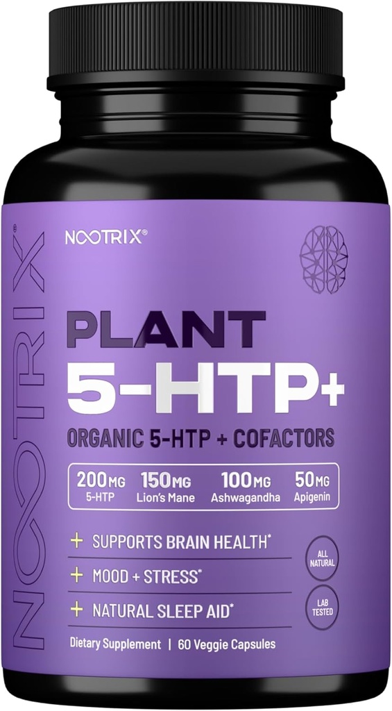 Planta orgánica Nootrix 5 HTP+ Suplementario ¦ apoya la memoria, el foco mental, la salud cognitiva y la energía ← Promueve la función sana del humor y el cerebro