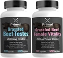 Primal Ser Grasfed Beef Tests, 120 Capsules + Grassfed Beef Mujer Vitality Suplemento, 90 cápsulas