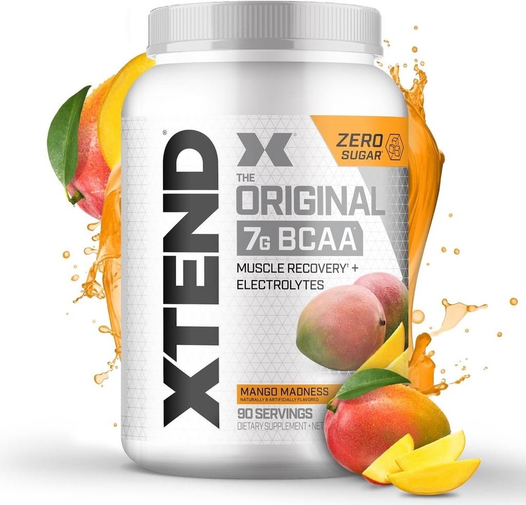 XTEND Original BCAA Powder Mango Madness ¦ Sugar Free Post Workout Muscle Recovery Drink with Amino Acids ← 7g BCAAs for Men &amp; Women ← 90 Servings