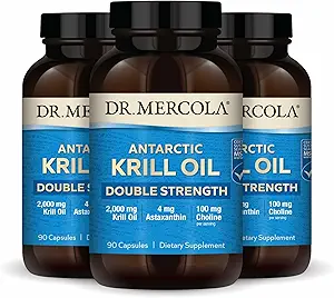 Dr. Mercola Antártico Krill Oil Double Strength - 2,000 mg - Omega-3 Suplemento con EPA & DHA - Apoya Cerebro, Corazón, Salud Conjunta &amp; Inmunitaria - GMO-Free - 270 cápsulas (90 servidumbres)
