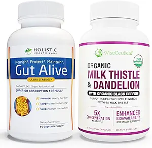All-Natural Liver and Gut Support ← Orgánica Milk Thistle, Orgánica Dandelion Root & Orgánica Black Pepper ¦ Ginger, Artichoke Leaf Extract, Deglycerized Licorice Root & Patented Zinc Carnosine