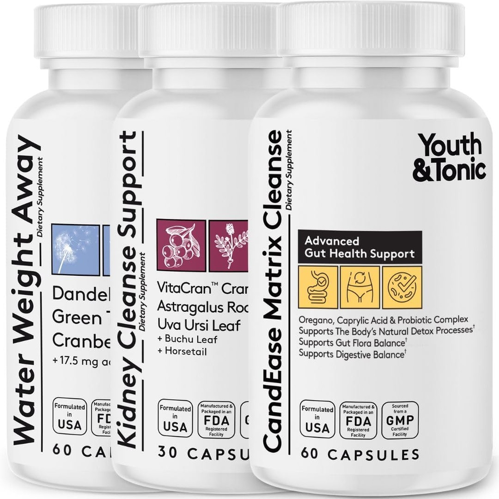 Jóvenes &amp; Tonic CandEase Complex Bundle Suplemento ← Sistema digestivo Cleanse Gut Health &amp; Intestinal Flora Support