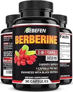 BEBEFEN Berberine Capsules with Black Pepper Extract - 90 cápsulas - 3 meses de suministro
