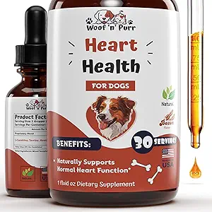 Salud del corazón del perro - Ayuda a apoyar Función cardiovascular " Salud del corazón general - Suplementos del corazón del perro - Suplementos del corazón para perros - Soporte cardíaco para perros - Salud del corazón para perros - 1 fl oz